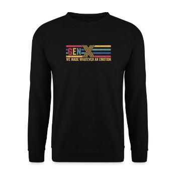 Lustige GEN X Geschenke - Unisex Pullover - Schwarz - Vorne - Alina (178cm) & Michal (187cm)