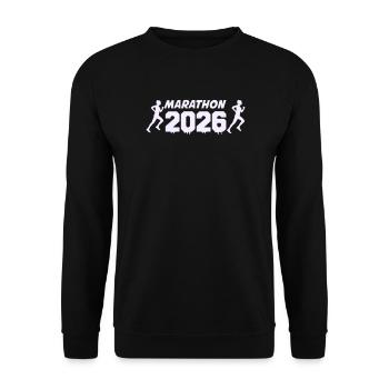 Marathon 2026 Runner Silhouette Design - Unisex Sweatshirt - black - Front - Alina (178cm) & Michal (187cm)