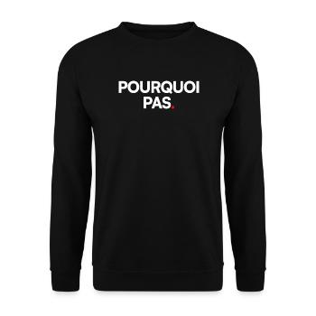 POURQUOI PAS | Expression humour minimaliste - Sweat-shirt Unisexe - noir - Devant - Alina (178cm) & Michal (187cm)
