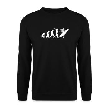 Surfing Evolution Female Surfer Silhouette Art - Unisex Sweatshirt - black - Front - Alina (178cm) & Michal (187cm)