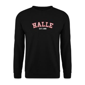 Halle Est. 1986 - Unisex Sweatshirt - black - Front - Alina (178cm) & Michal (187cm)