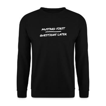 Hot Dog Wuerstchen BBQ Foodie Lustig Senf Streetfo - Unisex Pullover - Schwarz - Vorne - Alina (178cm) & Michal (187cm)