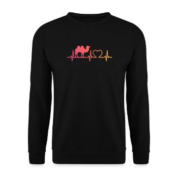 kamel herzschlag - Unisex Pullover - Schwarz - Vorne - Alina (178cm) & Michal (187cm)