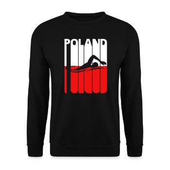 Vintage Swimming Gifts for Swimmers. Polish Flag - Unisex Sweatshirt - black - Front - Alina (178cm) & Michal (187cm)