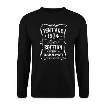 Birthday Vintage 1974 Limited Edition Genuine - Unisex Sweatshirt - black - Front - Alina (178cm) & Michal (187cm)