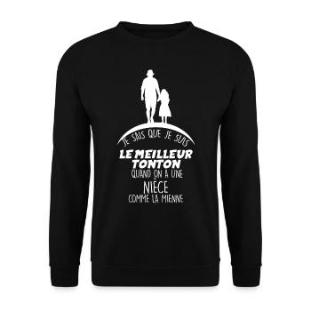 Cadeau Pour Mon Tonton Et Niece Citation Drôle - Sweat-shirt Unisexe - noir - Devant - Alina (178cm) & Michal (187cm)