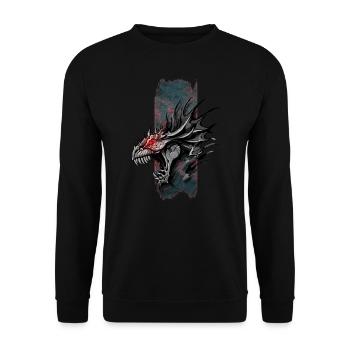 Inferno's Roar: Dragon with Red Eyes - Unisex Sweatshirt - black - Front - Alina (178cm) & Michal (187cm)