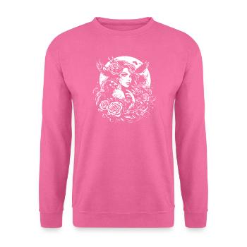 Gothic Mädchen und Raben Tattoo Design - Unisex Pullover - Pink - Vorne