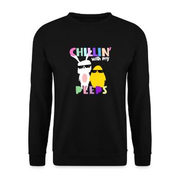Chillin avec mes coups d'oeil - shirt de Pâques - Sweat-shirt Unisexe - noir - Devant - Alina (178cm) & Michal (187cm)