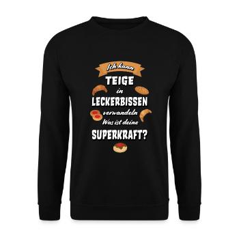 Bäcker backen Bäckerin Hobby Bäcker Geschenkidee - Unisex Pullover - Schwarz - Vorne - Alina (178cm) & Michal (187cm)