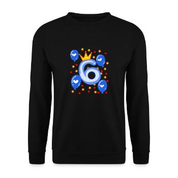 6ème anniversaire jeunes ballons de couronne étoiles - Sweat-shirt Unisexe - noir - Devant - Alina (178cm) & Michal (187cm)