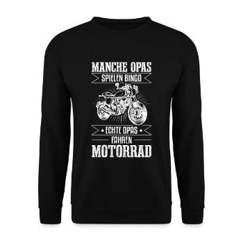 MANCHE OPAS SPIELEN BINGO ECHTE OPAS FAHREN MOTORR - Unisex Pullover - Schwarz - Vorne - Alina (178cm) & Michal (187cm)