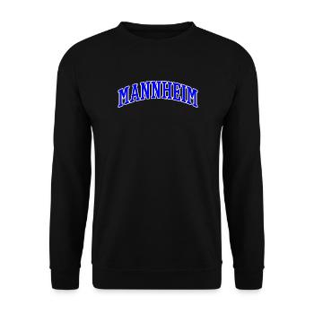Mannheim Schriftzug Blau Weiß - Unisex Pullover - Schwarz - Vorne - Alina (178cm) & Michal (187cm)