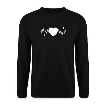 Coeur rythme cardiaque blanc - Sweat-shirt Unisexe - noir - Devant - Alina (178cm) & Michal (187cm)