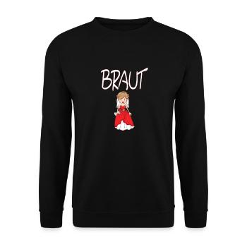 Braut lustige Braut im roten Brautkleid - Unisex Pullover - Schwarz - Vorne - Alina (178cm) & Michal (187cm)