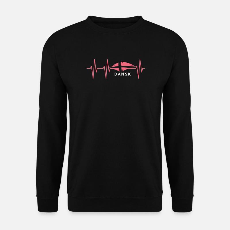 Pulse Dansk Denmark Heartbeat Illustration Graphic - Unisex Sweatshirt - black