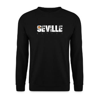 Seville Distressed Typography with Flag - Unisex Sweatshirt - black - Front - Alina (178cm) & Michal (187cm)
