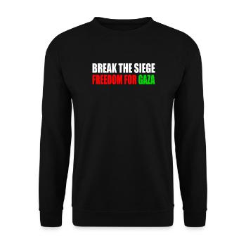 break the siege freedom for gaza - Unisex Pullover - Schwarz - Vorne - Alina (178cm) & Michal (187cm)