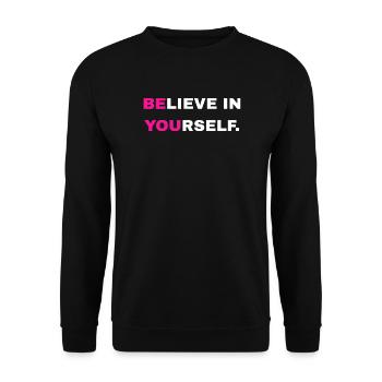 Inscription « Croyez en vous » - Sweat-shirt Unisexe - noir - Devant - Alina (178cm) & Michal (187cm)