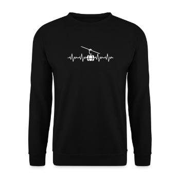 Gondola Ski Lift Ski Skiing ECG Heartbeat - Unisex Sweatshirt - black - Front - Alina (178cm) & Michal (187cm)