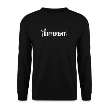 Built Different – Typo Statement Trend Saying - Unisex Sweatshirt - black - Front - Alina (178cm) & Michal (187cm)