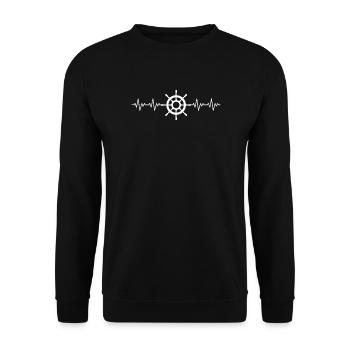 Steering wheel captain ship ECG heartbeat - Unisex Sweatshirt - black - Front - Alina (178cm) & Michal (187cm)