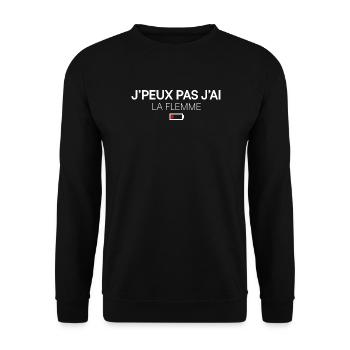ICH KANN NICHT, ICH BIN FAUL. | Humor - Unisex Pullover - Schwarz - Vorne - Alina (178cm) & Michal (187cm)