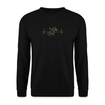 Rugby Herzschlag, Rugby Spieler - Unisex Pullover - Schwarz - Vorne - Alina (178cm) & Michal (187cm)