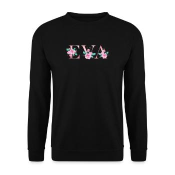 Eva Blumen Name Rosa Floral Mädchen Shirt - Unisex Pullover - Schwarz - Vorne - Alina (178cm) & Michal (187cm)