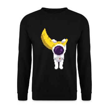 Retro Pixel Astronaut accroché sur la lune - Sweat-shirt Unisexe - noir - Devant - Alina (178cm) & Michal (187cm)
