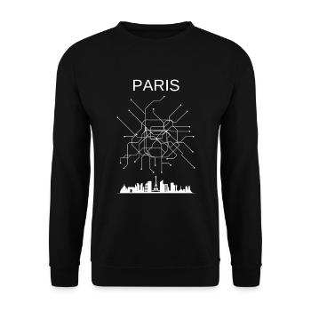 Paris city - Sweat-shirt Unisexe - noir - Devant - Alina (178cm) & Michal (187cm)