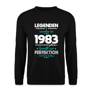 40. Geburtstag - Legenden wurden im 1983 - Unisex Pullover - Schwarz - Vorne - Alina (178cm) & Michal (187cm)