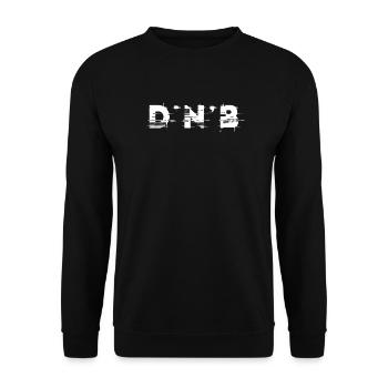 DnB Design Glitch, für DJ EDM Techno House - Unisex Pullover - Schwarz - Vorne - Alina (178cm) & Michal (187cm)