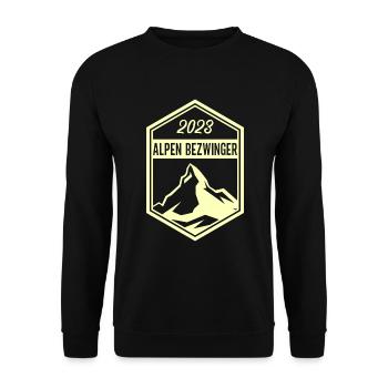 Alpenbezwinger 2023 Alpenüberquerung Finisher - Unisex Pullover - Schwarz - Vorne - Alina (178cm) & Michal (187cm)