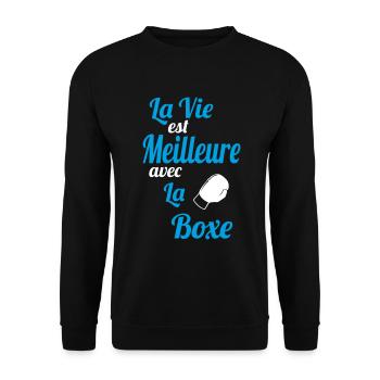 La vie est meilleure avec la boxe - Idée Cadeau - Sweat-shirt Unisexe - noir - Devant - Alina (178cm) & Michal (187cm)