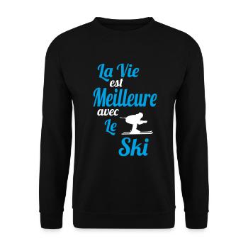 La vie est meilleure avec le Ski - Idée Cadeau - Sweat-shirt Unisexe - noir - Devant - Alina (178cm) & Michal (187cm)