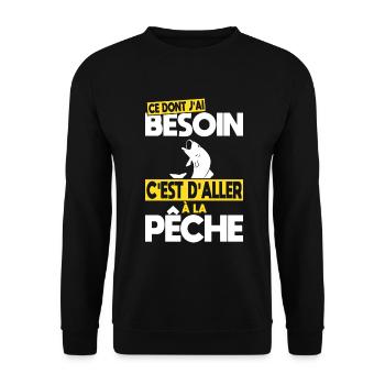 Ce dont j'ai besoin c'est d'aller à la Pêche - Sweat-shirt Unisexe - noir - Devant - Alina (178cm) & Michal (187cm)
