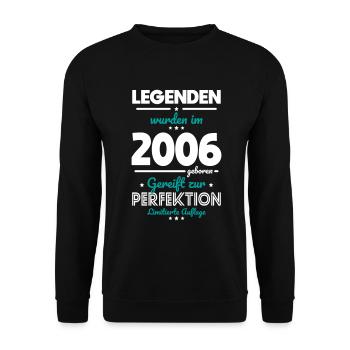 18. Geburtstag - Legenden wurden im 2006 - Unisex Pullover - Schwarz - Vorne - Alina (178cm) & Michal (187cm)
