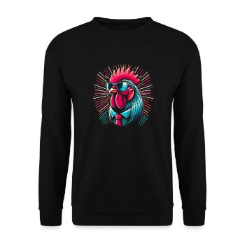 Fashion Rooster with Glasses - Unisex Sweatshirt - black - Front - Alina (178cm) & Michal (187cm)