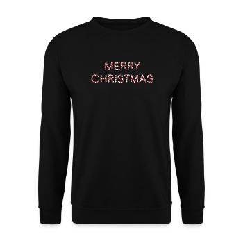 Zuckerstangen Merry Christmas Schriftzug - Unisex Pullover - Schwarz - Vorne - Alina (178cm) & Michal (187cm)