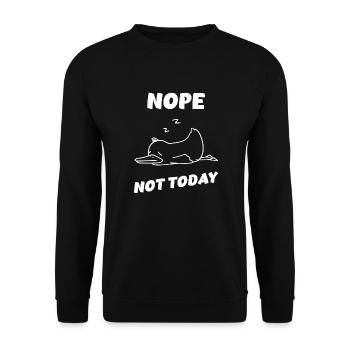 Nope Duck – Nothing will happen today! - Unisex Sweatshirt - black - Front - Alina (178cm) & Michal (187cm)