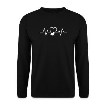 Seeotter Cartoon Herzschlag - Unisex Pullover - Schwarz - Vorne - Alina (178cm) & Michal (187cm)