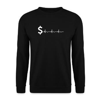 Dollar Sign $ ECG Heartbeat - Unisex Sweatshirt - black - Front - Alina (178cm) & Michal (187cm)
