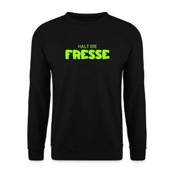 Halt die Fresse - Cooler Spruch - Unisex Pullover - Schwarz - Vorne - Alina (178cm) & Michal (187cm)