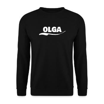 Geschenk Olga - Unisex Pullover - Schwarz - Vorne - Alina (178cm) & Michal (187cm)