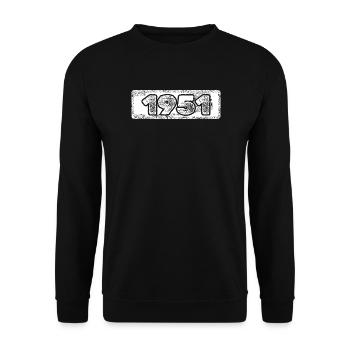 Jahreszahl 1951 - Unisex Pullover - Schwarz - Vorne - Alina (178cm) & Michal (187cm)