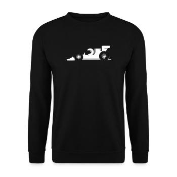comic formula racing cartoon Rennauto Symbol - Unisex Pullover - Schwarz - Vorne - Alina (178cm) & Michal (187cm)