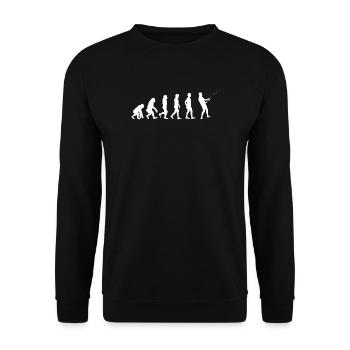 Evolution to Fishing Silhouette - Unisex Sweatshirt - black - Front - Alina (178cm) & Michal (187cm)