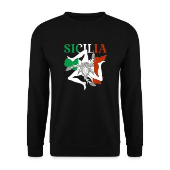 Sicile Flag Italie Palerme Trinacria Italia - Sweat-shirt Unisexe - noir - Devant - Alina (178cm) & Michal (187cm)