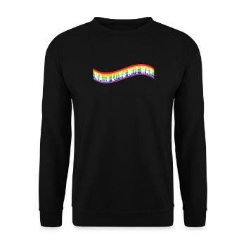 make love not war | Rainbow flag - Unisex Pullover - Schwarz - Vorne - Alina (178cm) & Michal (187cm)